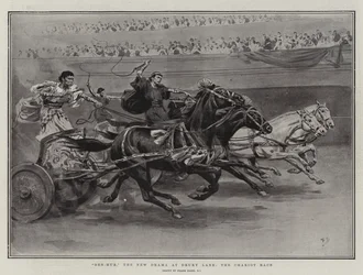 Ben-Hur, das neue Drama im Drury Lane, das Wagenrennen